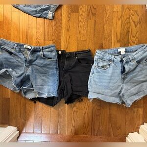 3 pairs of H&M denim shorts, size 8, high waisted